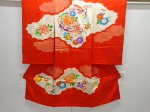 絞り花鳥模様子供着物(長襦袢付き)